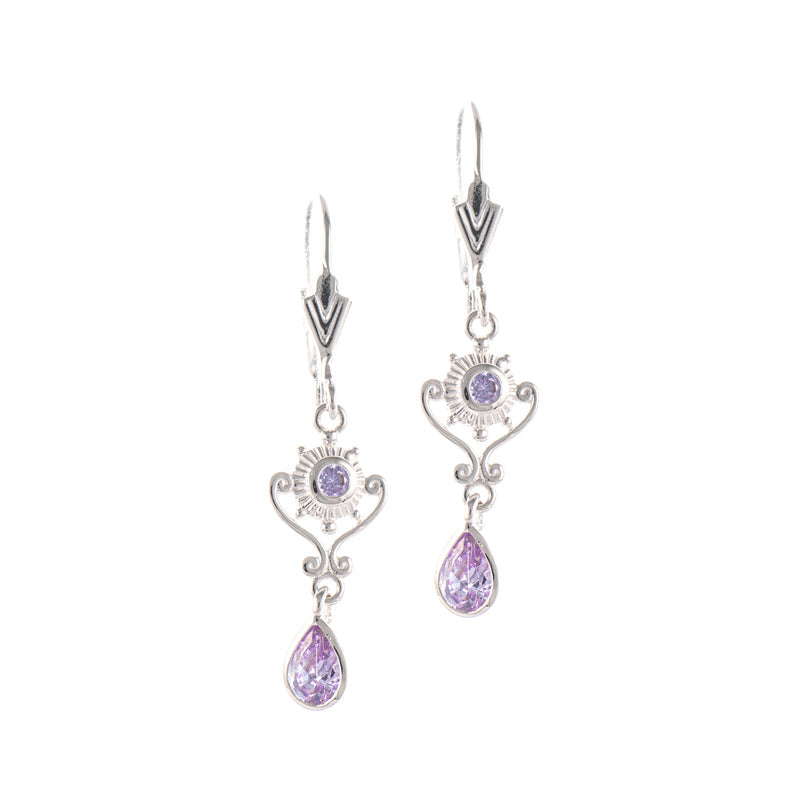 Ohrringe 925 Silber Zirkonia flieder