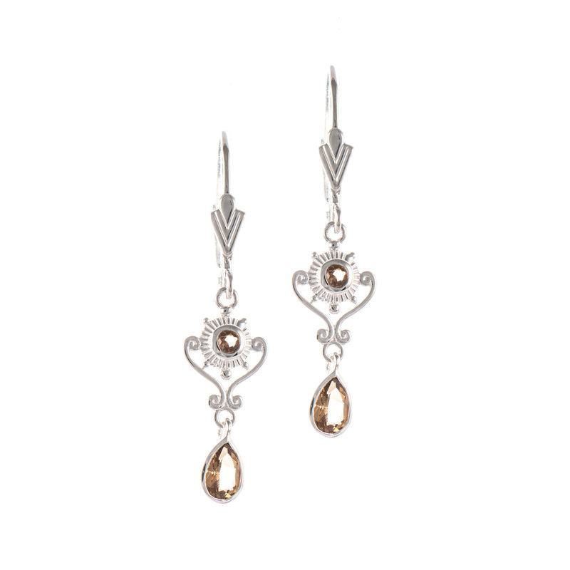 Ohrringe 925 Silber Zirkonia cognac