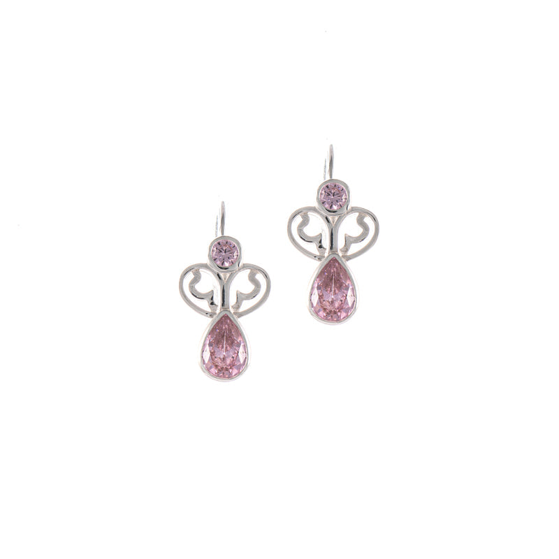 Ohrringe Bouton 925 Silber Zirkonia rosa