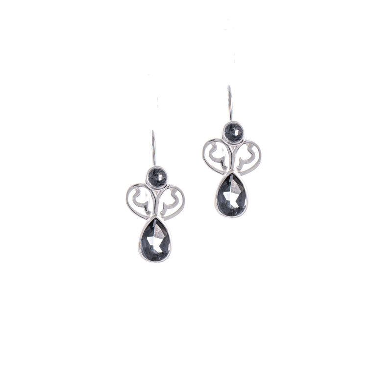 Ohrringe Bouton 925 Silber Zirkonia anthrazit