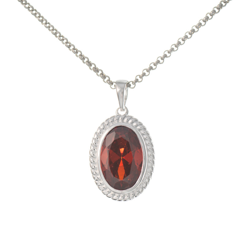 Anhänger mit Kette 925 Silber Zirkonia rot