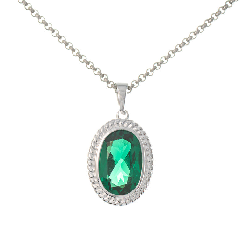 Anhänger mit Kette 925 Silber Zirkonia grün