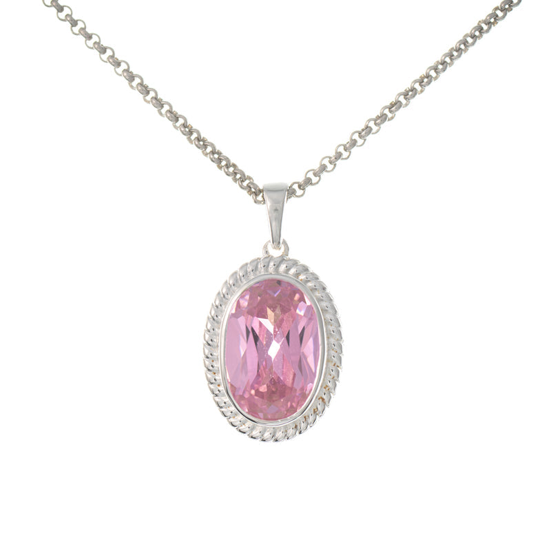 Anhänger mit Kette 925 Silber Zirkonia rosa