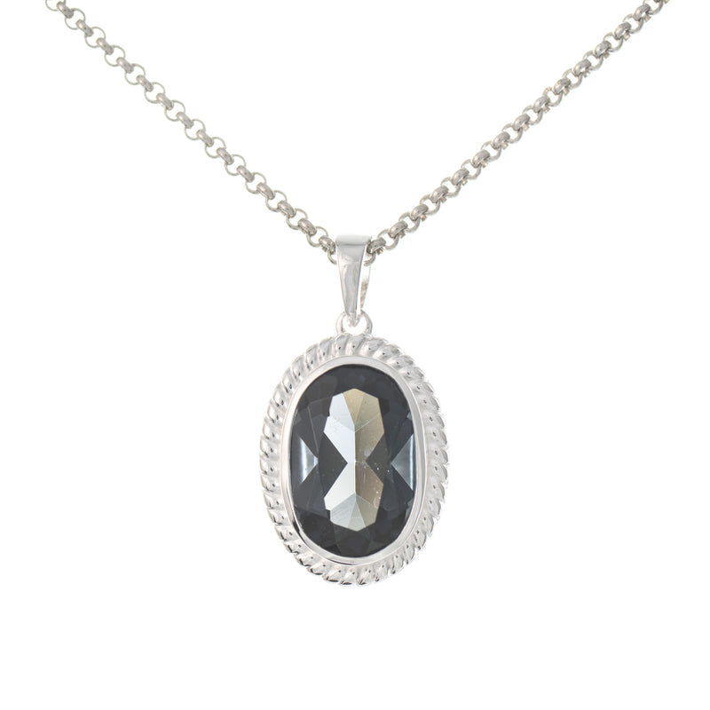 Anhänger mit Kette 925 Silber Zirkonia anthrazit