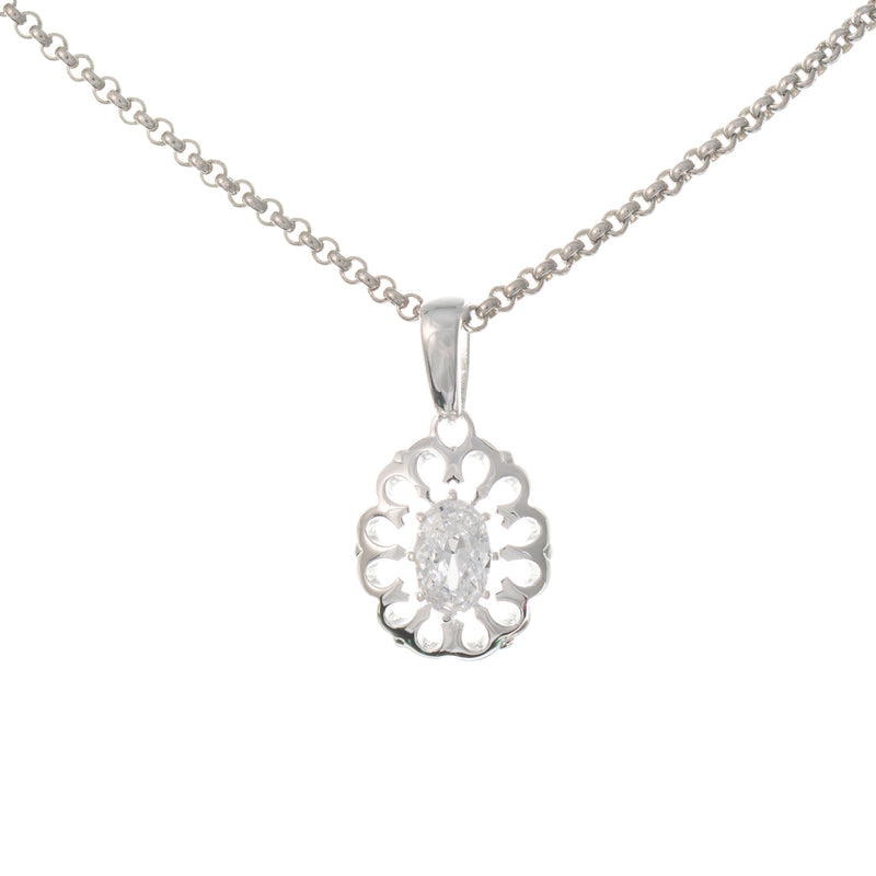 Anhänger mit Kette 925 Silber Zirkonia weiss