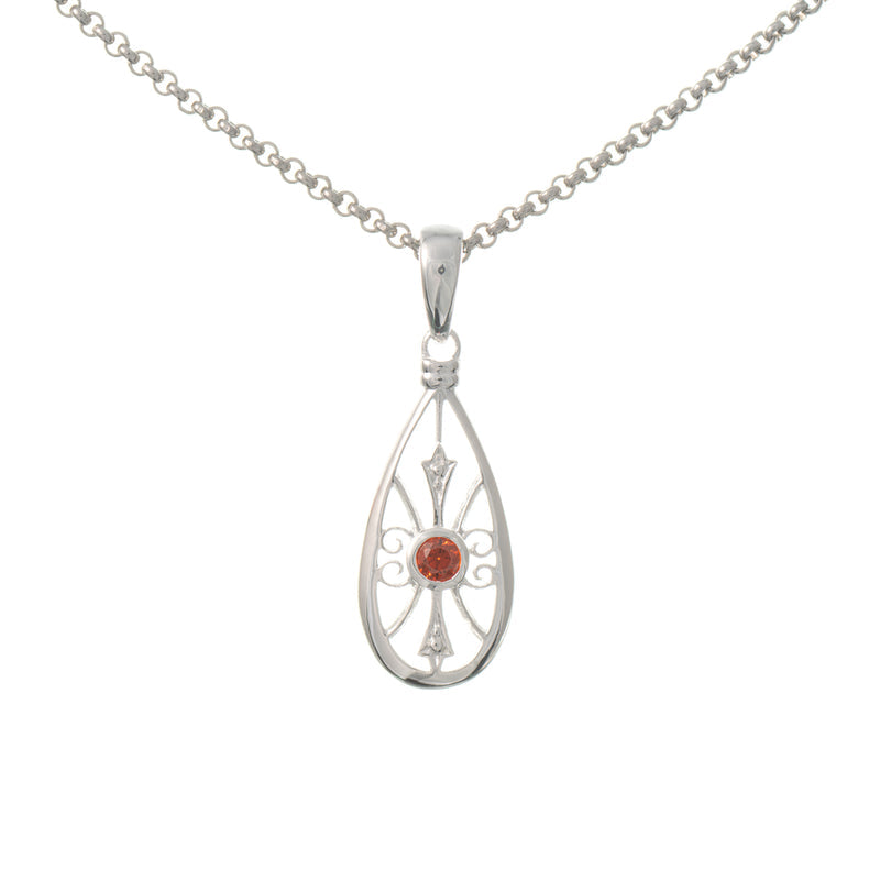 Anhänger mit Kette 925 Silber Zirkonia rot