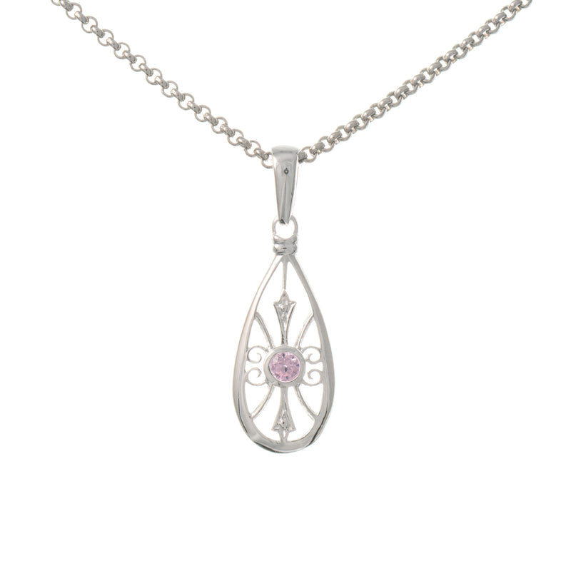 Anhänger mit Kette 925 Silber Zirkonia rosa