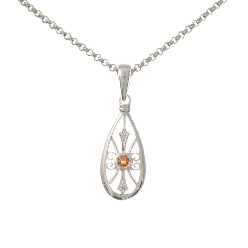 Anhänger mit Kette 925 Silber Zirkonia cognac