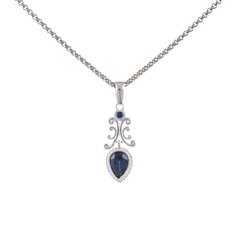 Anhänger mit Kette 925 Silber Zirkonia blau