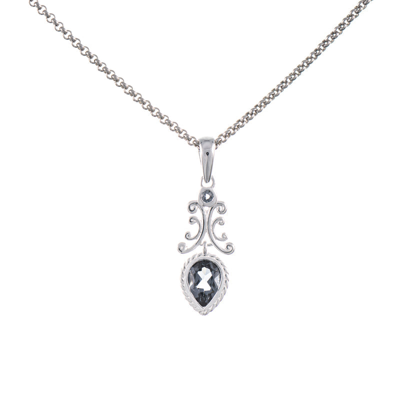 Anhänger mit Kette 925 Silber Zirkonia anthrazit