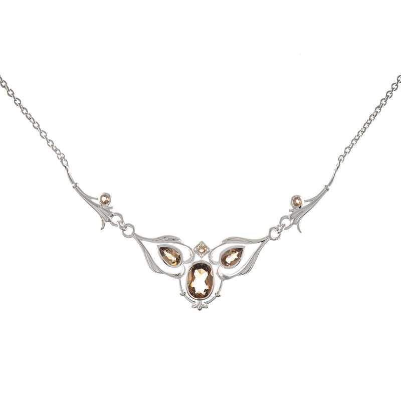 Collier 925 Silber Zirkonia cognac