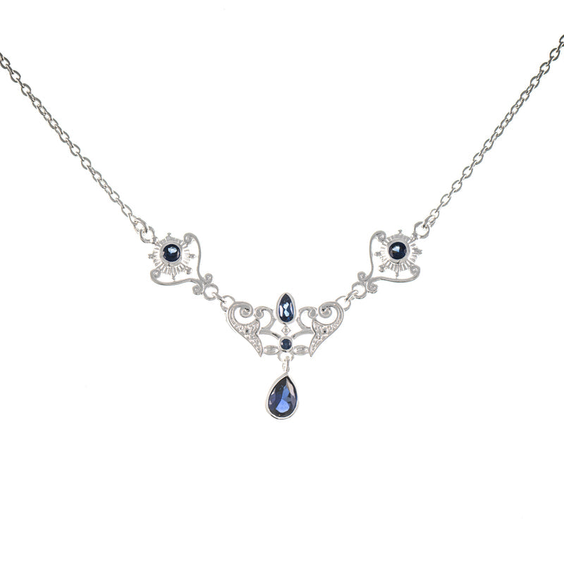 Collier 925 Silber Zirkonia blau