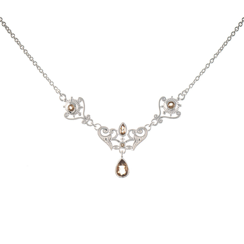 Collier 925 Silber Zirkonia cognac
