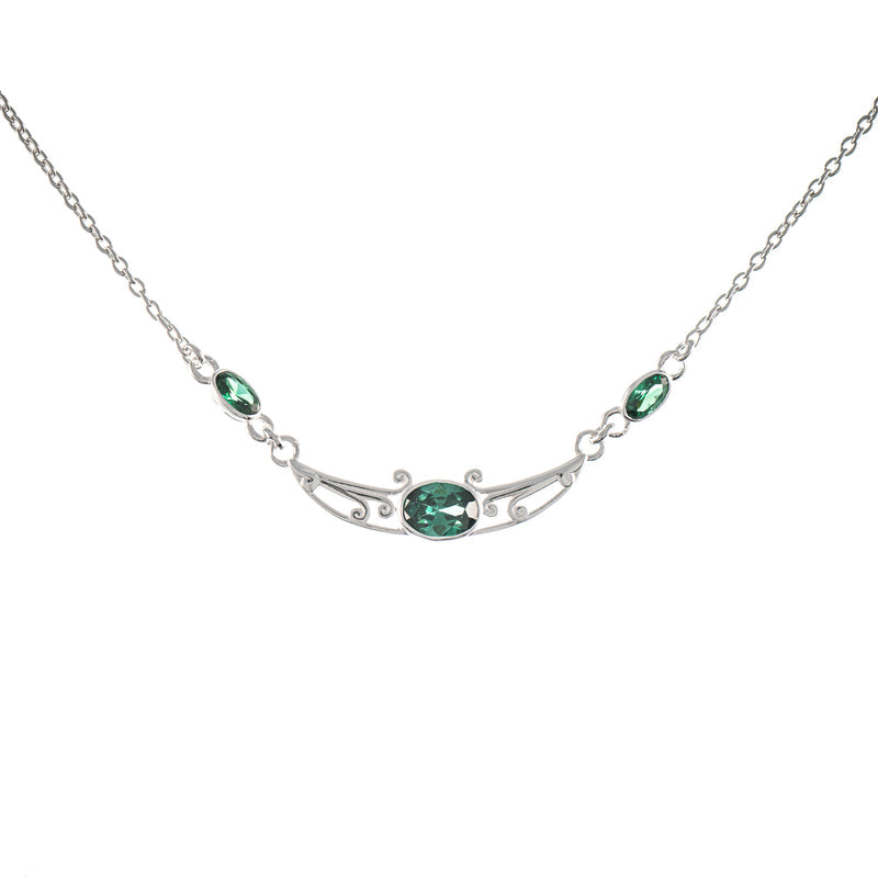 Collier 925 Silber Zirkonia grün