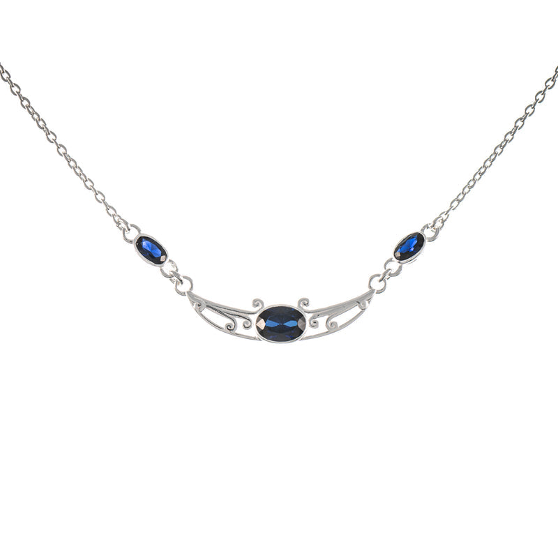 Collier 925 Silber Zirkonia blau