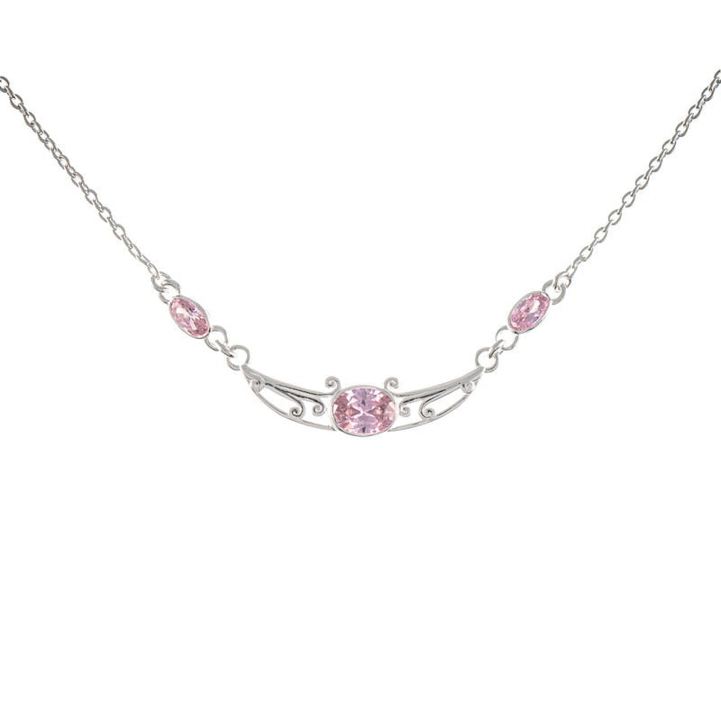 Collier 925 Silber Zirkonia rosa