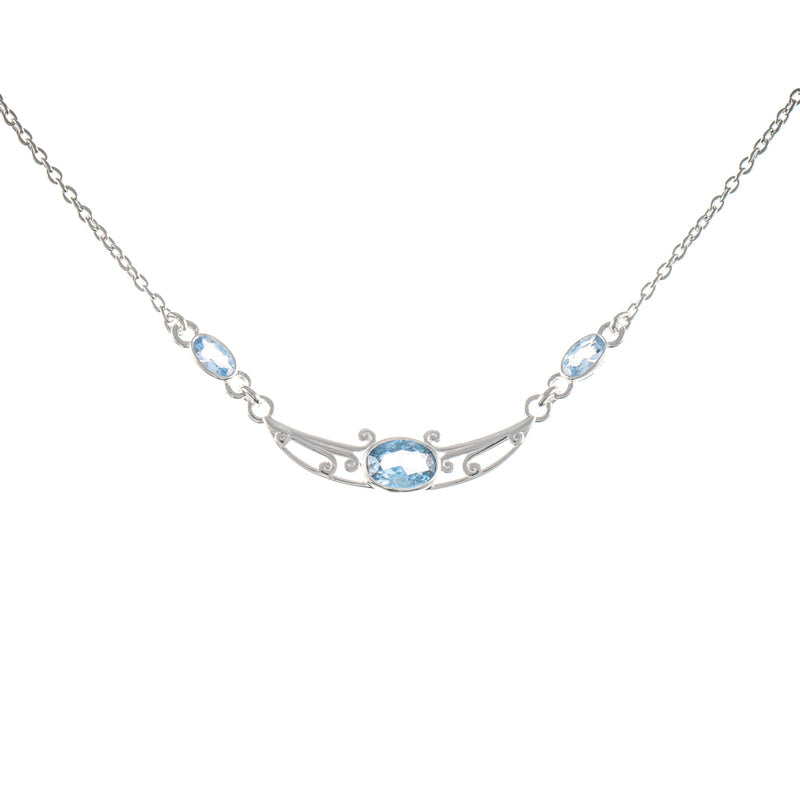 Collier 925 Silber Zirkonia hellblau
