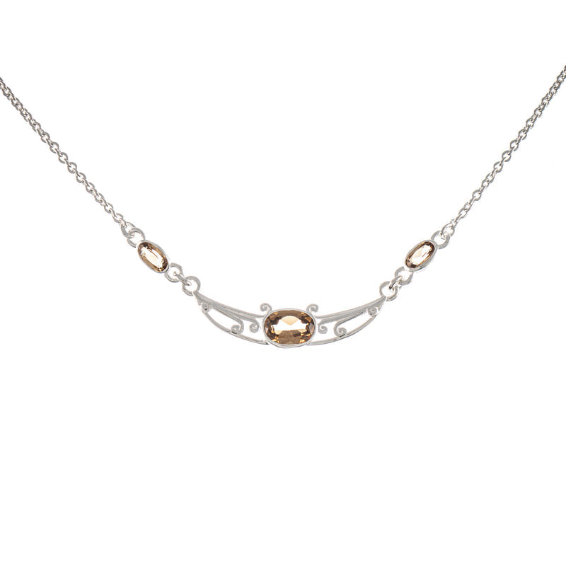 Collier 925 Silber Zirkonia cognac