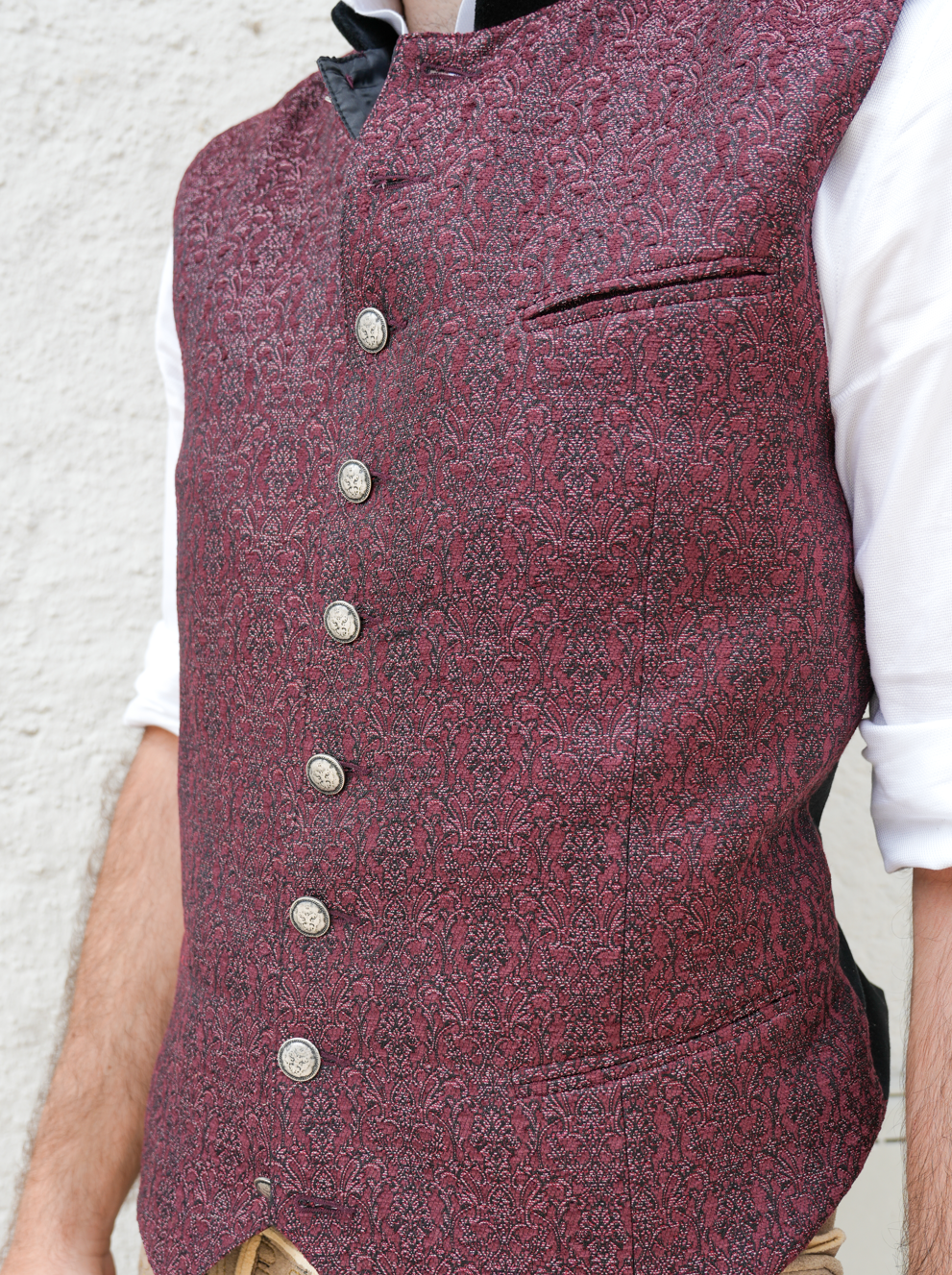 ATL Herren Weste bordeaux mit Samtkragen