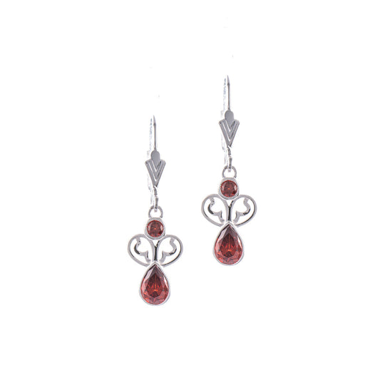 Ohrringe 925 Silber Zirkonia rot