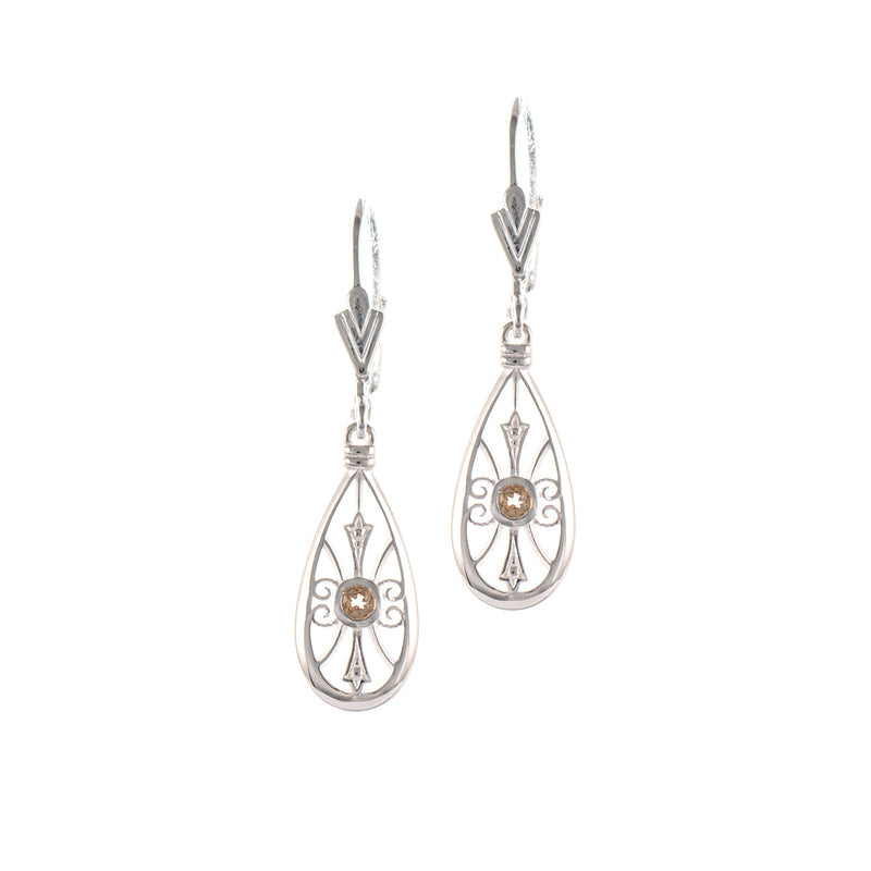 Ohrringe 925 Silber Zirkonia cognac