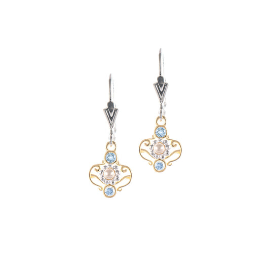 Ohrringe 925 Silber teilvergoldet Zirkonia hellblau Perle