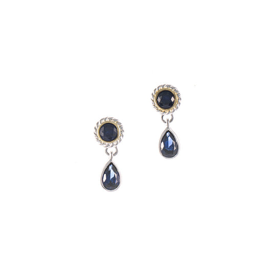 Ohrstecker 925 Silber teilvergoldet Zirkonia blau