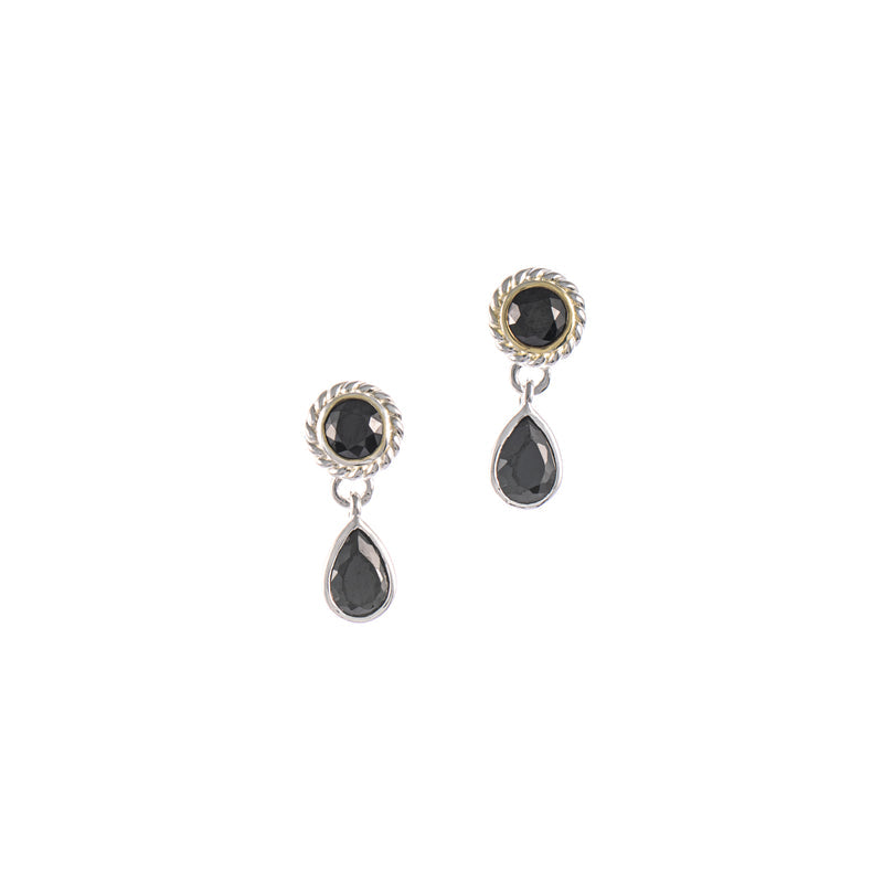 Ohrstecker 925 Silber teilvergoldet Zirkonia schwarz