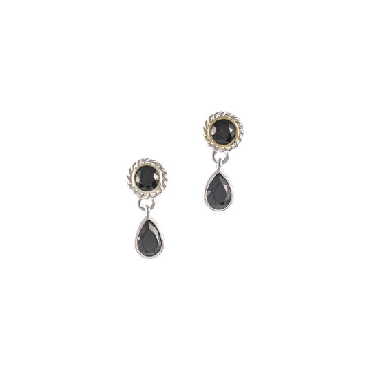 Ohrstecker 925 Silber teilvergoldet Zirkonia schwarz