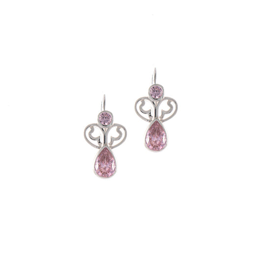 Ohrringe Bouton 925 Silber Zirkonia rosa