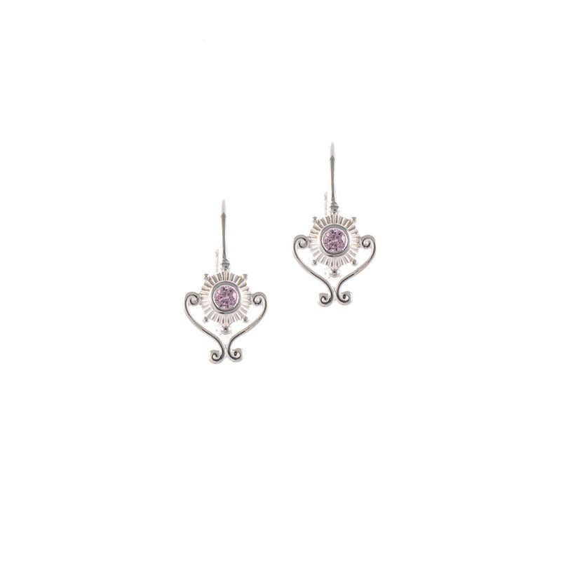 Ohrringe Bouton 925 Silber Zirkonia rosa