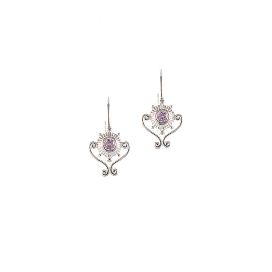 Ohrringe Bouton 925 Silber Zirkonia rosa