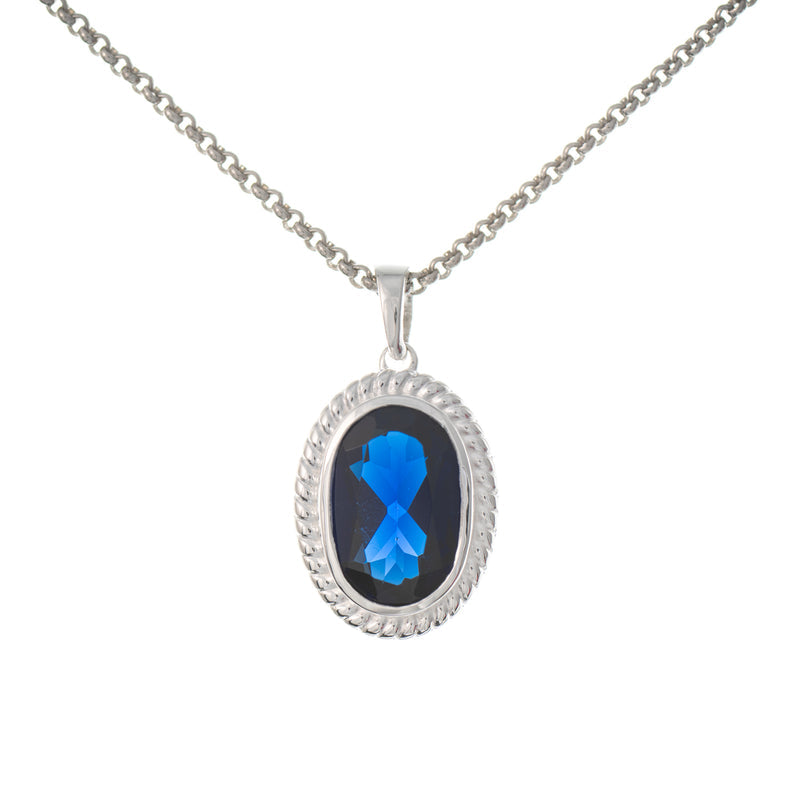 Anhänger mit Kette 925 Silber Zirkonia blau