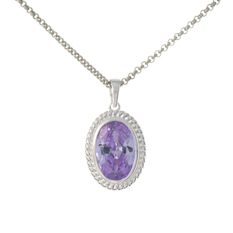 Anhänger mit Kette 925 Silber Zirkonia flieder