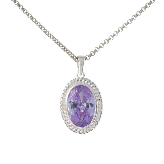 Anhänger mit Kette 925 Silber Zirkonia flieder