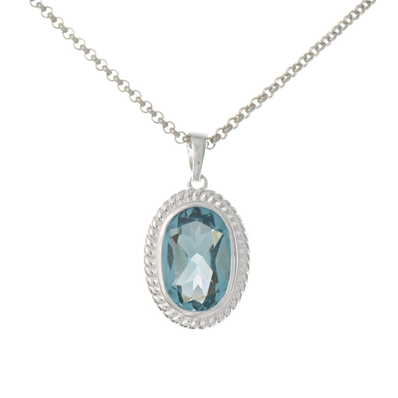 Anhänger mit Kette 925 Silber Zirkonia hellblau