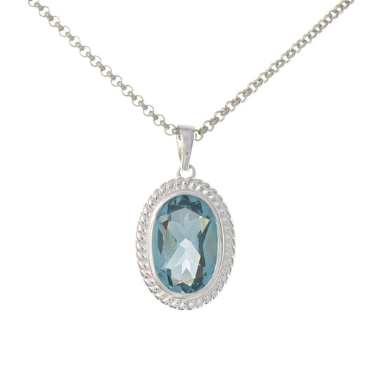 Anhänger mit Kette 925 Silber Zirkonia hellblau