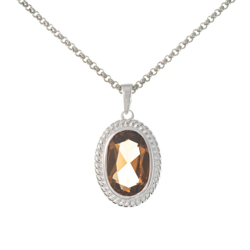 Anhänger mit Kette 925 Silber Zirkonia cognac