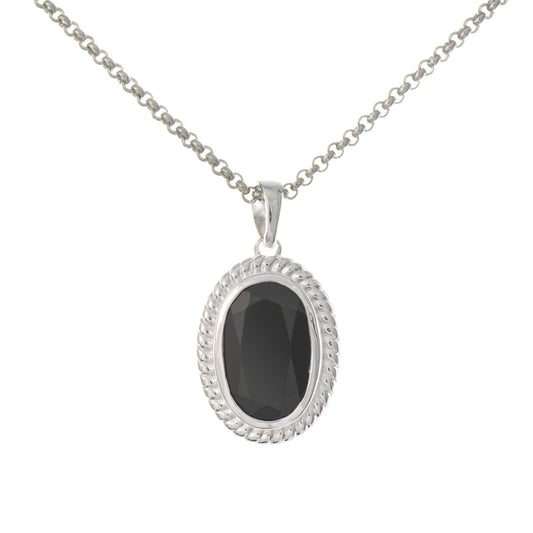 Anhänger mit Kette 925 Silber Zirkonia schwarz