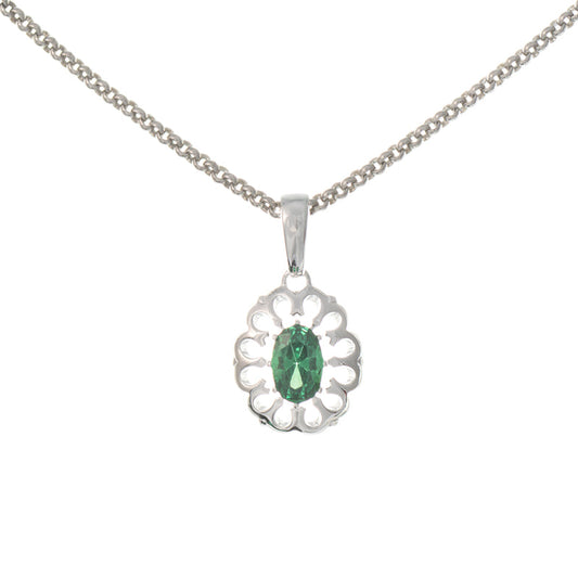 Anhänger mit Kette 925 Silber Zirkonia grün