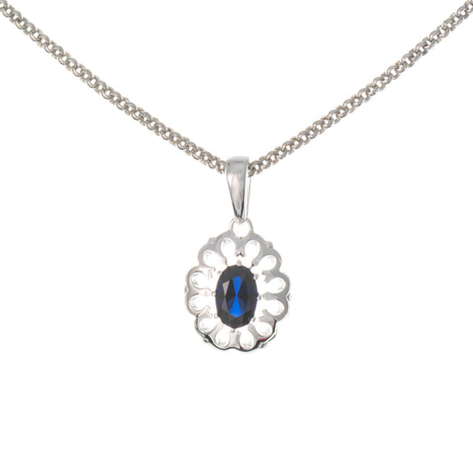 Anhänger mit Kette 925 Silber Zirkonia blau