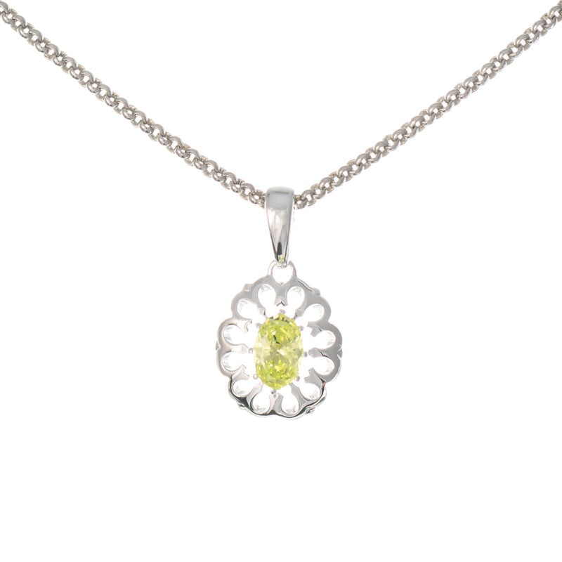 Anhänger mit Kette 925 Silber Zirkonia hellgrün