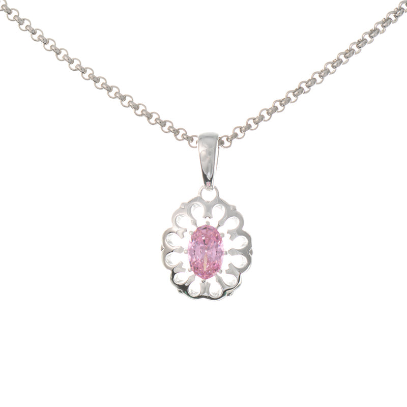 Anhänger mit Kette 925 Silber Zirkonia rosa
