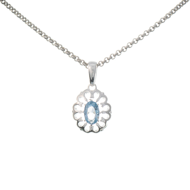 Anhänger mit Kette 925 Silber Zirkonia hellblau