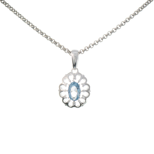 Anhänger mit Kette 925 Silber Zirkonia hellblau