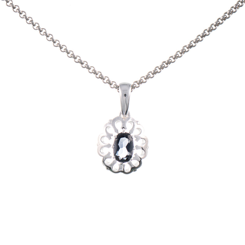 Anhänger mit Kette 925 Silber Zirkonia anthrazit