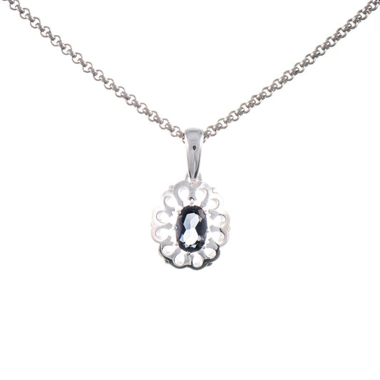 Anhänger mit Kette 925 Silber Zirkonia anthrazit