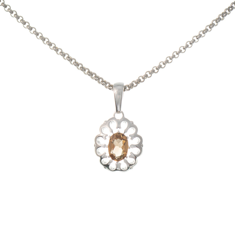 Anhänger mit Kette 925 Silber Zirkonia cognac