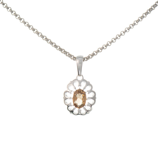 Anhänger mit Kette 925 Silber Zirkonia cognac