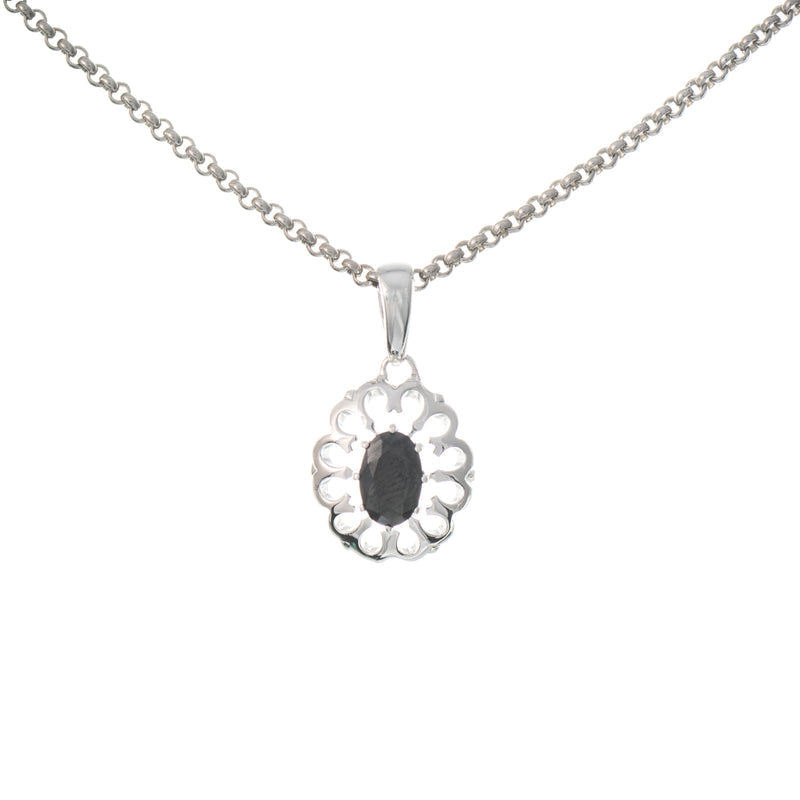 Anhänger mit Kette 925 Silber Zirkonia schwarz